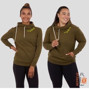 Orangetheory Green Long Sleeve cowl neck army olive green Hoodie sweatshirt